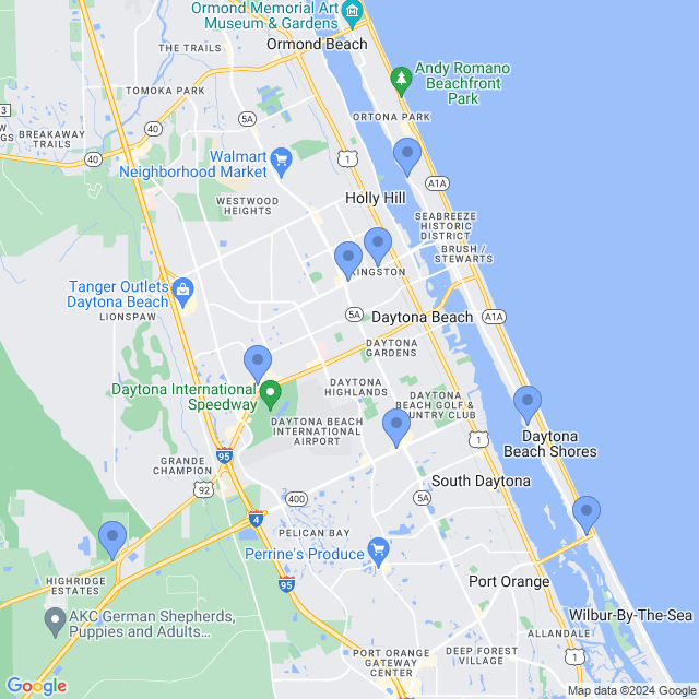 Map of veterinarians in Daytona Beach, FL