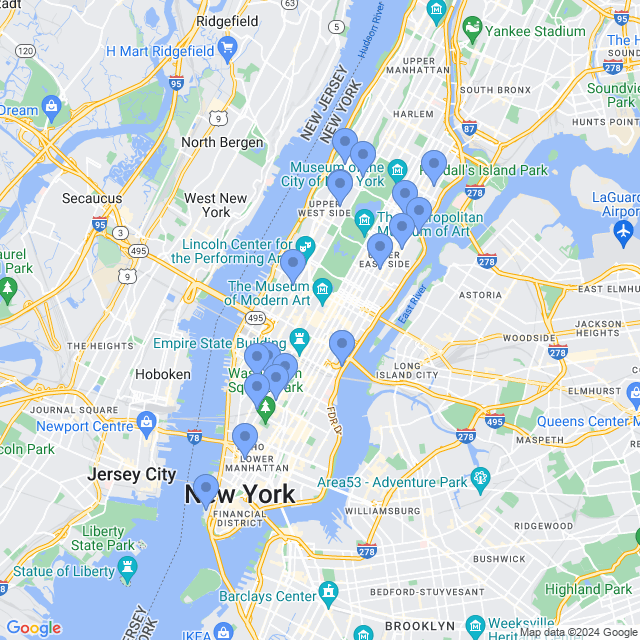Map of veterinarians in New York, NY