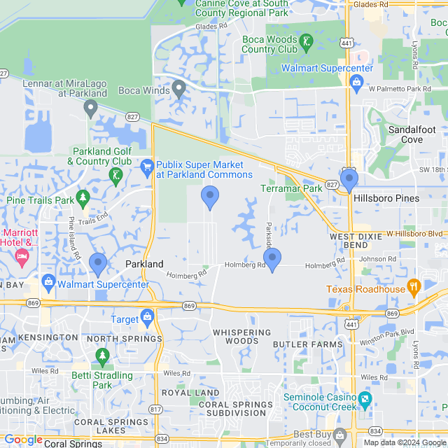 Map of veterinarians in Parkland, FL