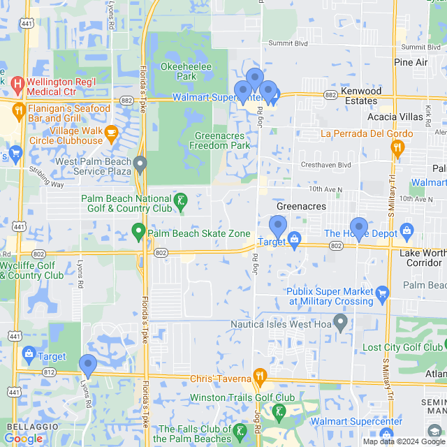 Map of veterinarians in Greenacres, FL