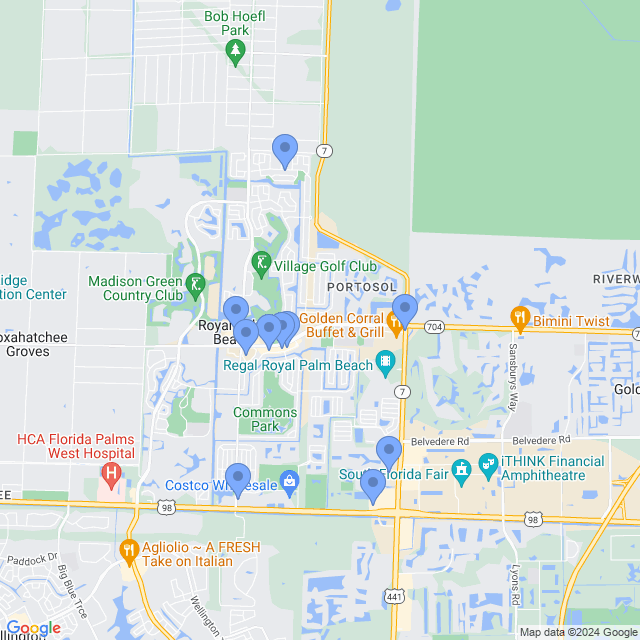 Map of veterinarians in Royal Palm Beach, FL