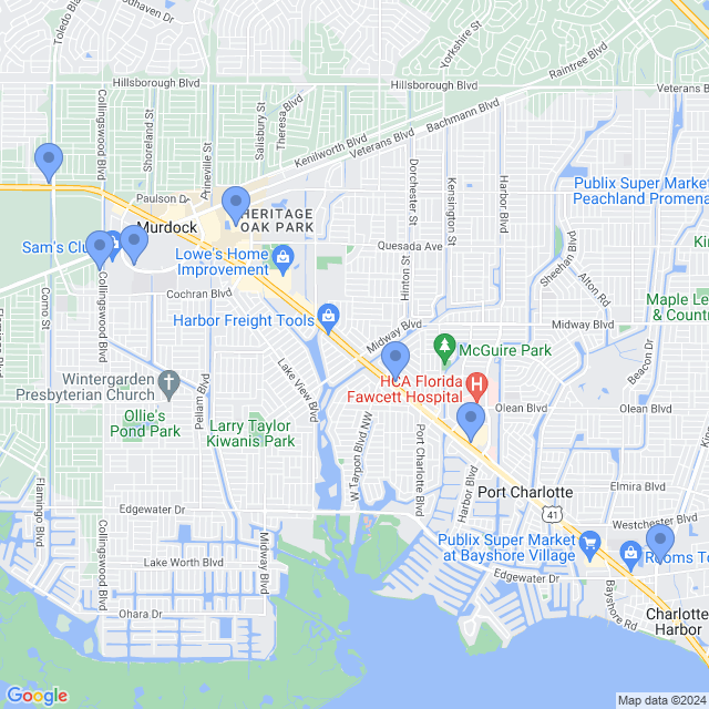 Map of veterinarians in Port Charlotte, FL