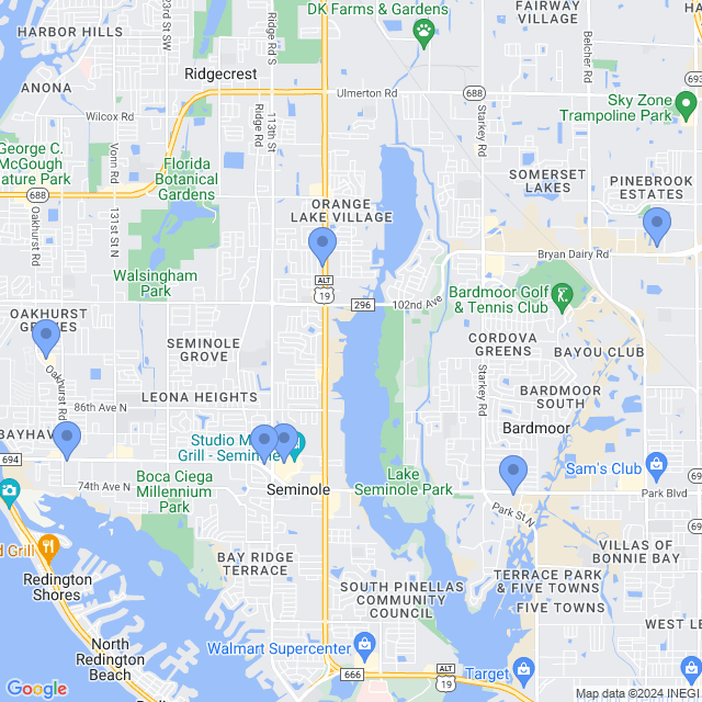 Map of veterinarians in Seminole, FL