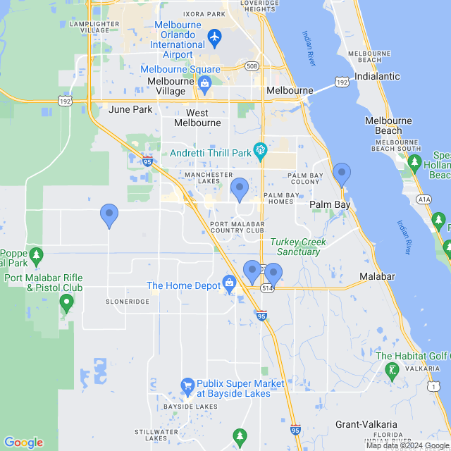 Map of veterinarians in Palm Bay, FL