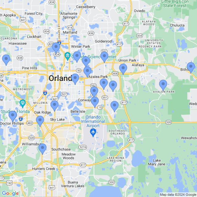 Map of veterinarians in Orlando, FL