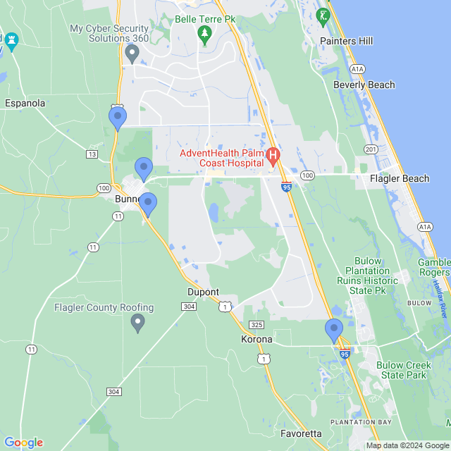 Map of veterinarians in Bunnell, FL