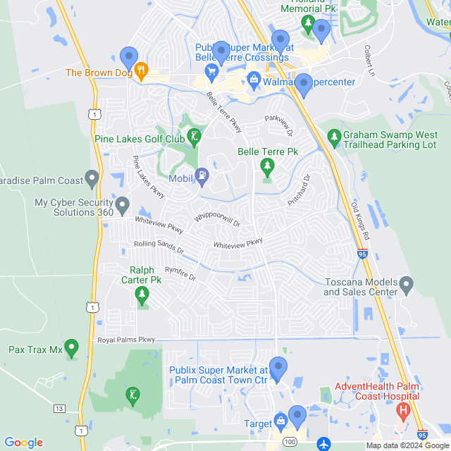 Map of veterinarians in Palm Coast, FL