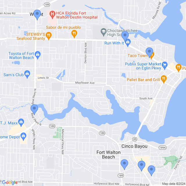 Map of veterinarians in Fort Walton Bch, FL
