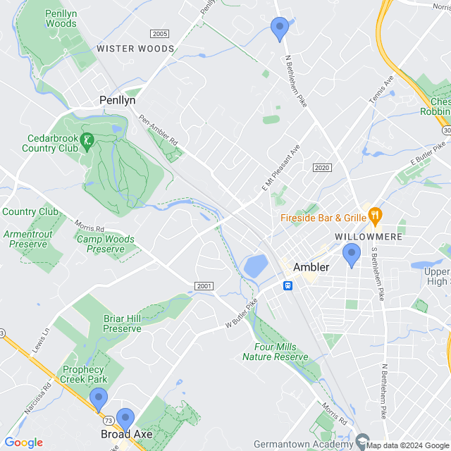 Map of veterinarians in Ambler, PA