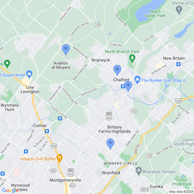 Map of veterinarians in Chalfont, PA