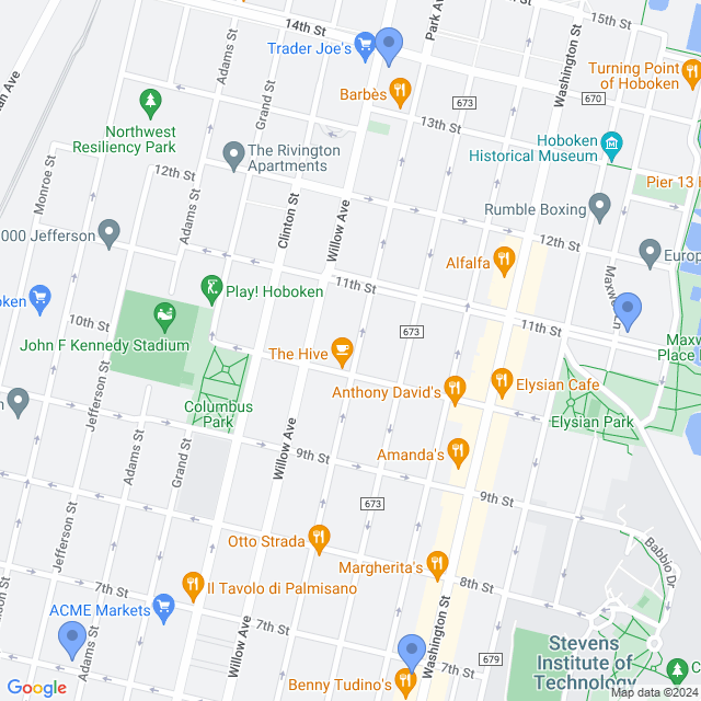Map of veterinarians in Hoboken, NJ