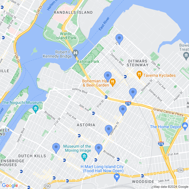 Map of veterinarians in Astoria, NY