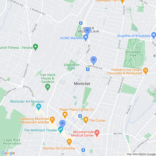 Map of veterinarians in Montclair, NJ