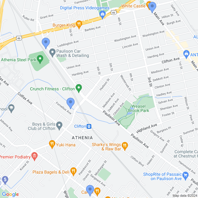 Map of veterinarians in Clifton, NJ