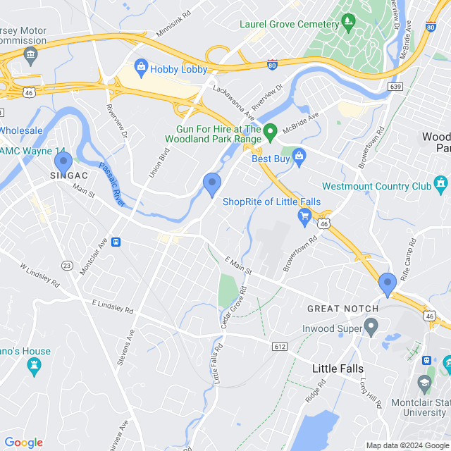 Map of veterinarians in Little Falls, NJ