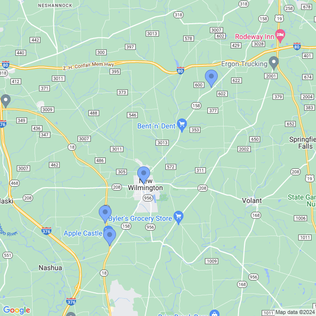 Map of veterinarians in New Wilmington, PA
