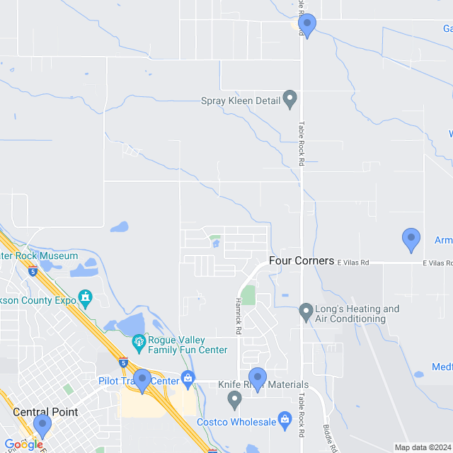 Map of veterinarians in Central Point, OR