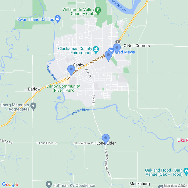 Map of veterinarians in Canby, OR