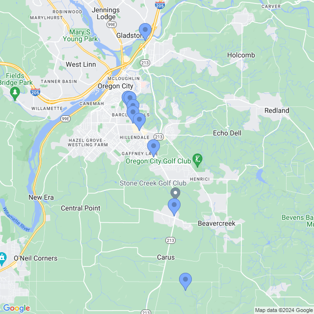 Map of veterinarians in Oregon City, OR