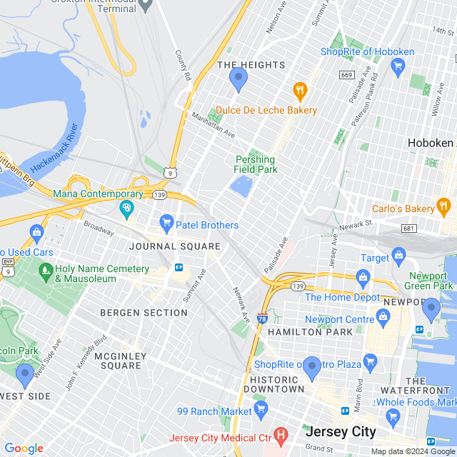 Map of veterinarians in Jersey City, NJ