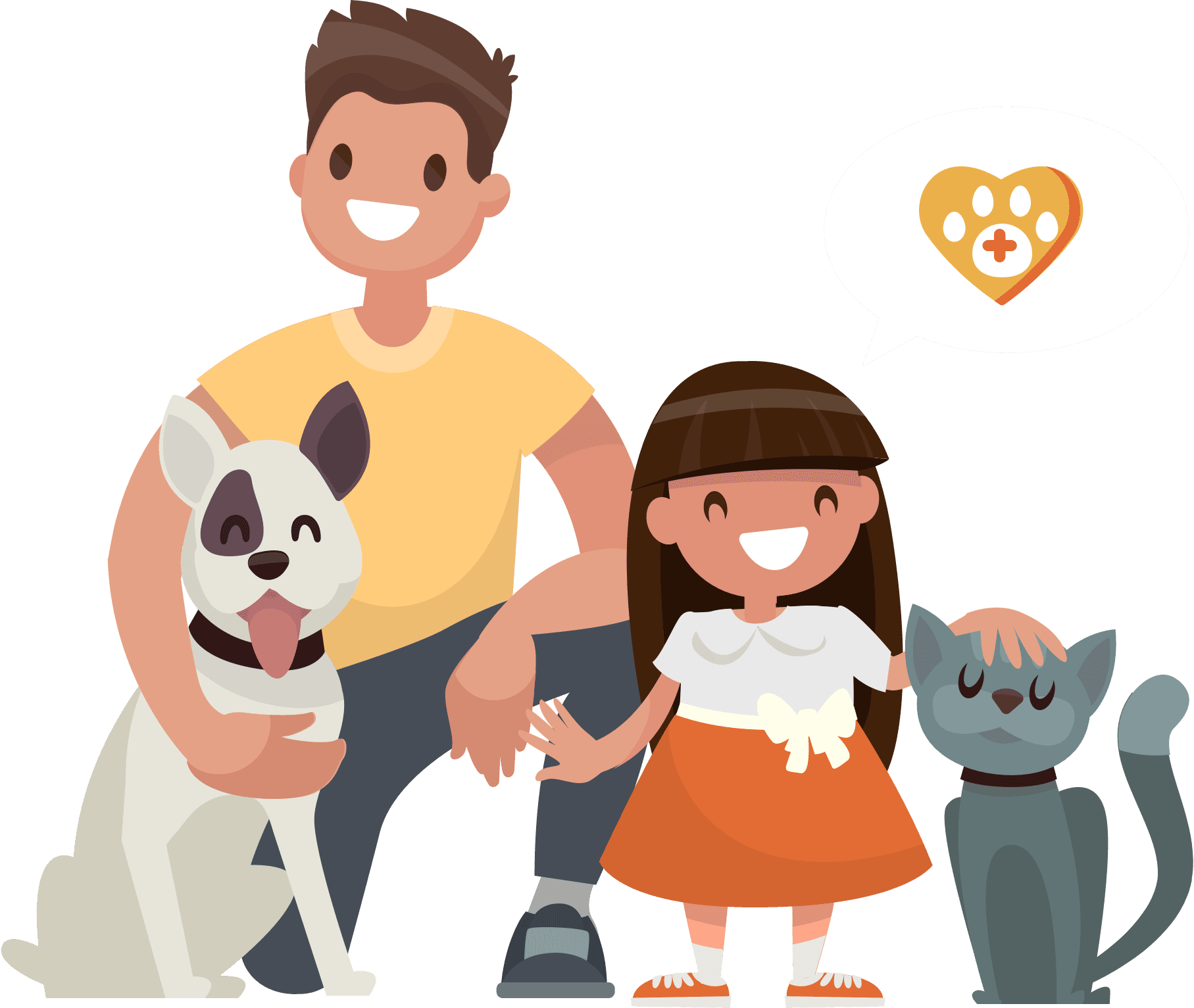 A family with pets that are insured by Pawlicy Advisor