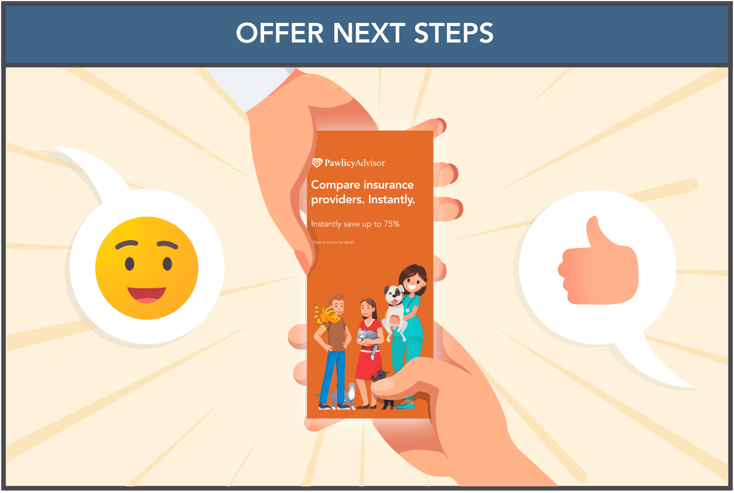 A veterinarian handing a pet parent a Pawlicy Advisor brochure so they can conveniently browse their pet insurance options and make an educated purchase.