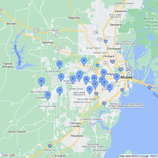 Map of veterinarians in Mobile, AL