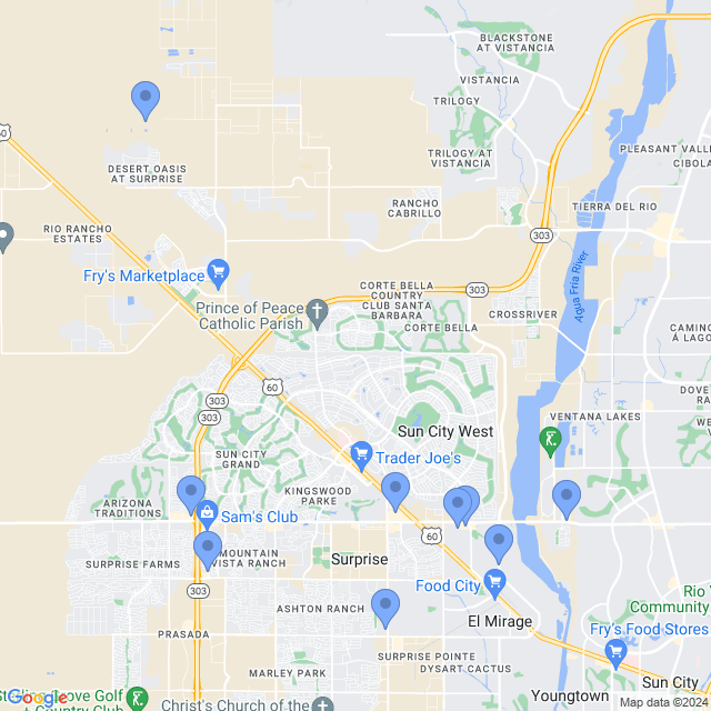 Map of veterinarians in Surprise, AZ