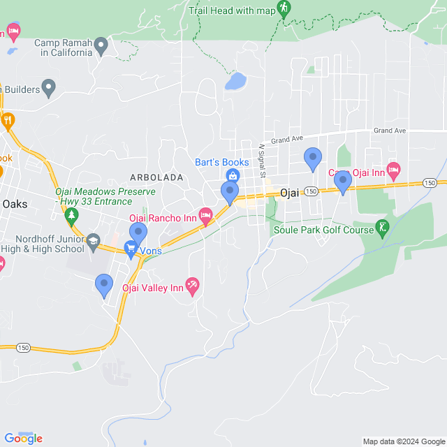 Map of veterinarians in Ojai, CA