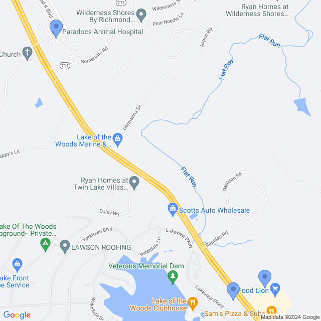 Map of veterinarians in Locust Grove, VA