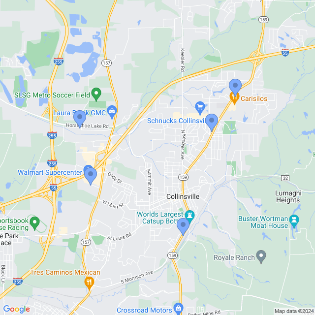Map of veterinarians in Collinsville, IL