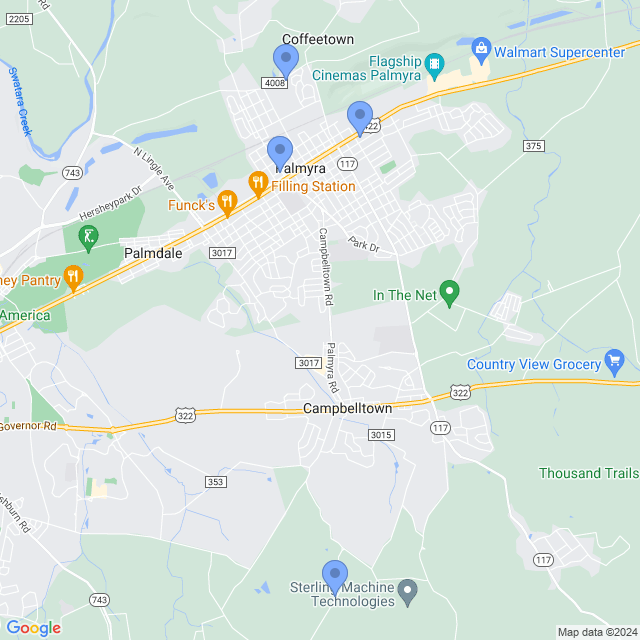 Map of veterinarians in Palmyra, PA