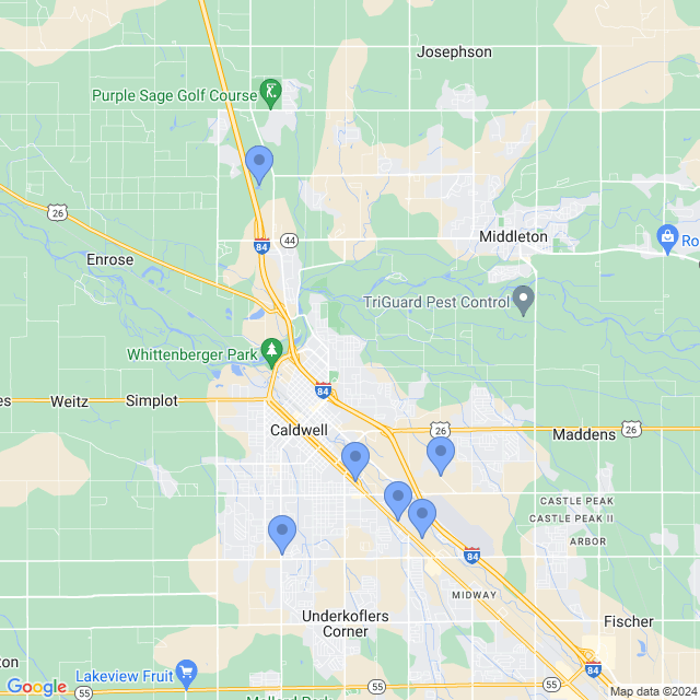 Map of veterinarians in Caldwell, ID