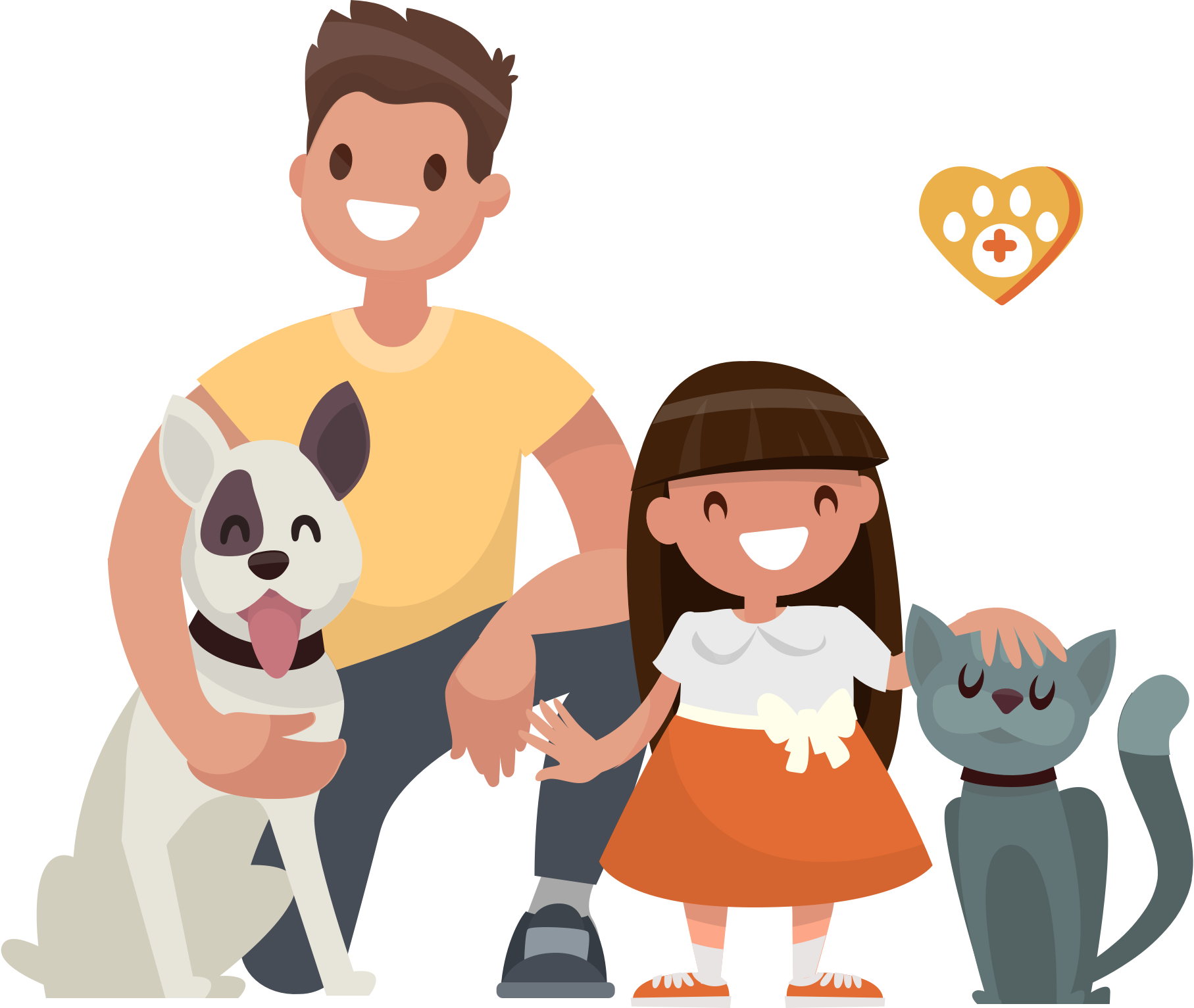 A family with pets that are insured by Pawlicy Advisor