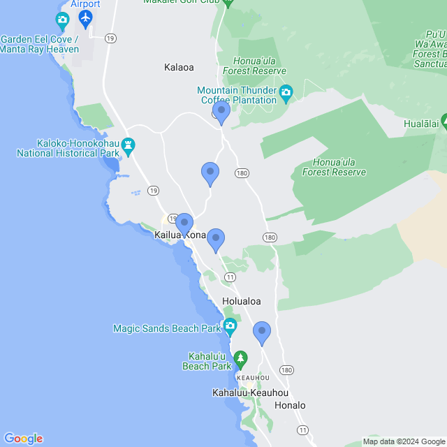 Map of veterinarians in Kailua Kona, HI