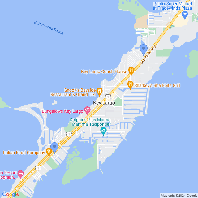 Map of veterinarians in Key Largo, FL