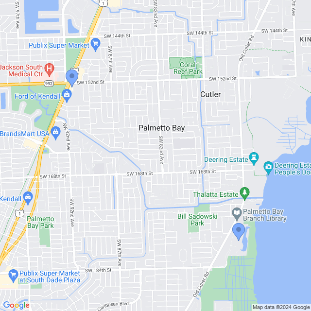 Map of veterinarians in Palmetto Bay, FL