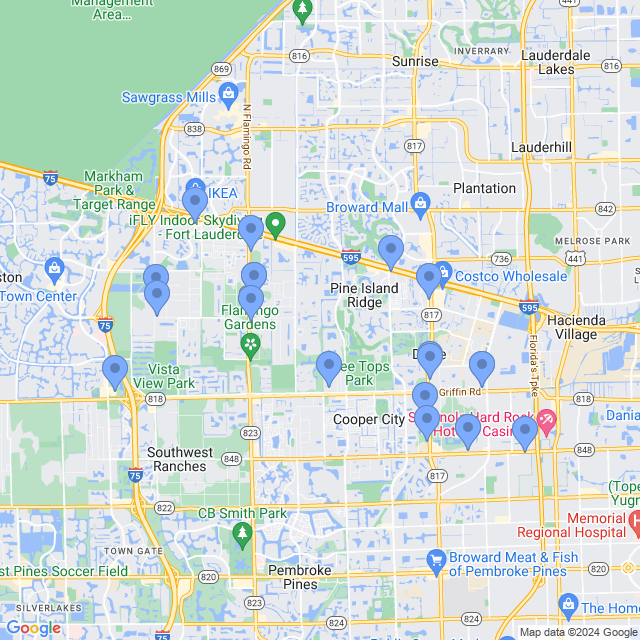 Map of veterinarians in Davie, FL