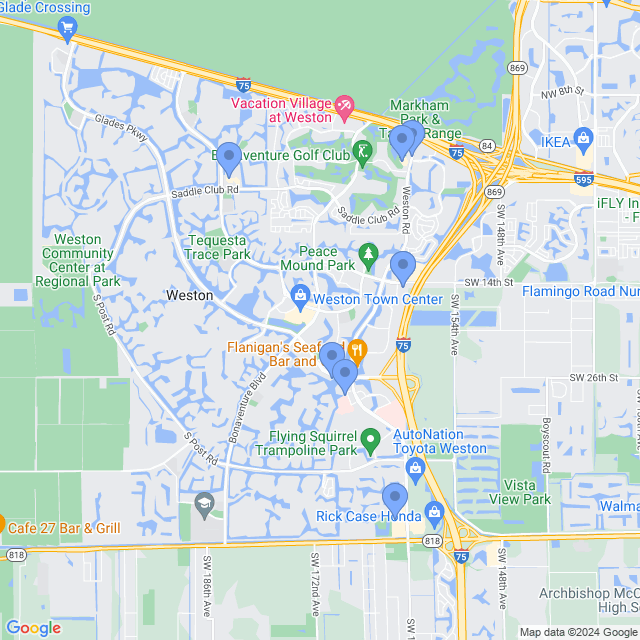 Map of veterinarians in Weston, FL