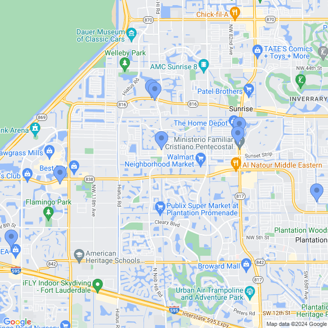 Map of veterinarians in Sunrise, FL