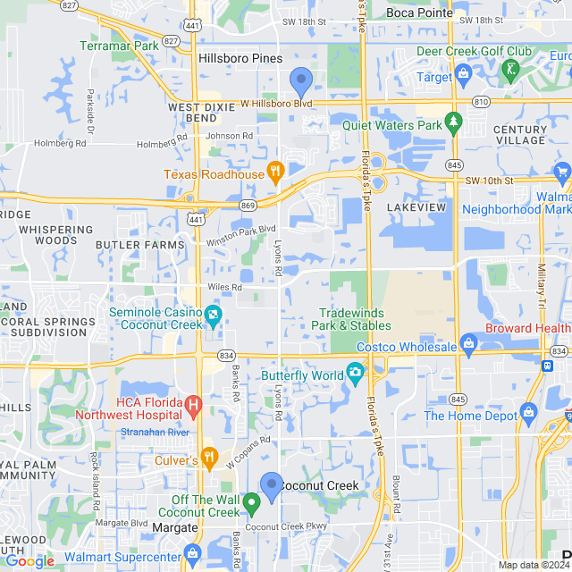 Map of veterinarians in Coconut Creek, FL
