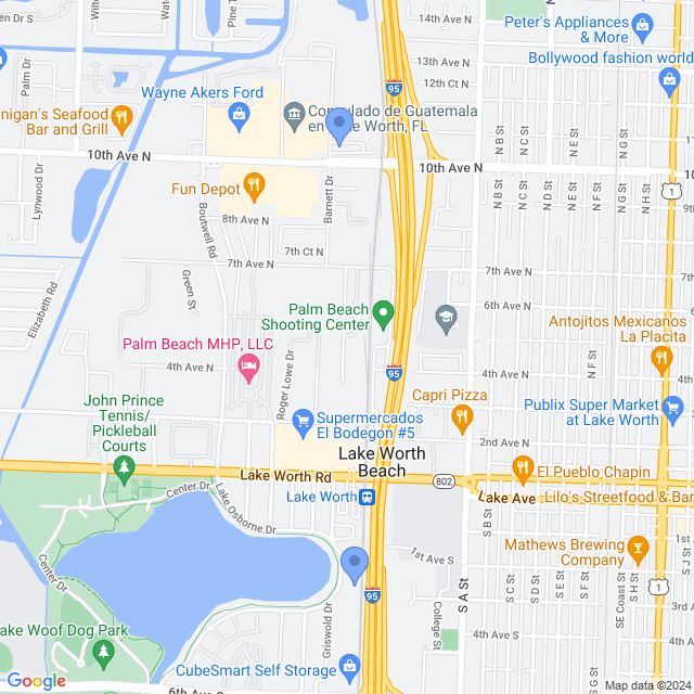 Map of veterinarians in Lake Worth Beach, FL