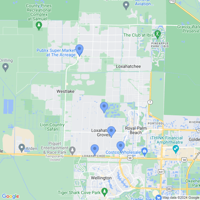 Map of veterinarians in Loxahatchee, FL