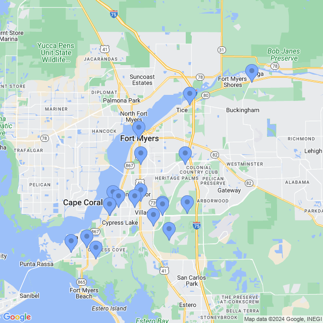 Map of veterinarians in Fort Myers, FL