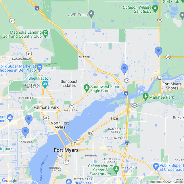 Map of veterinarians in North Fort Myers, FL
