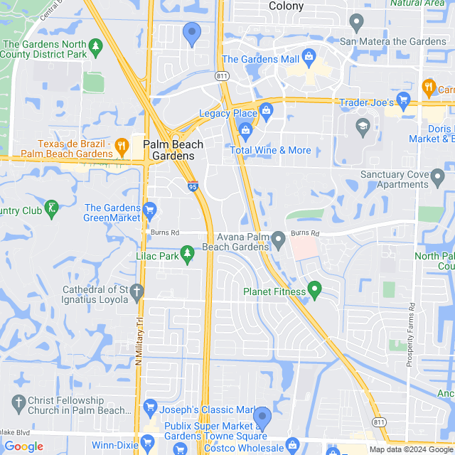 Map of veterinarians in Palm Beach Gardens, FL