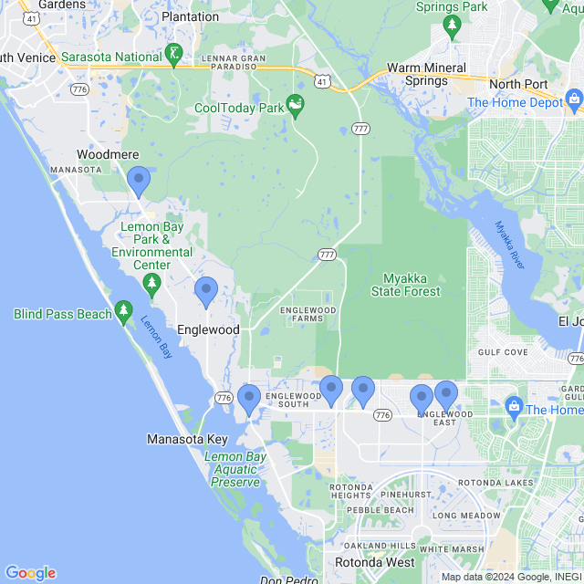 Map of veterinarians in Englewood, FL