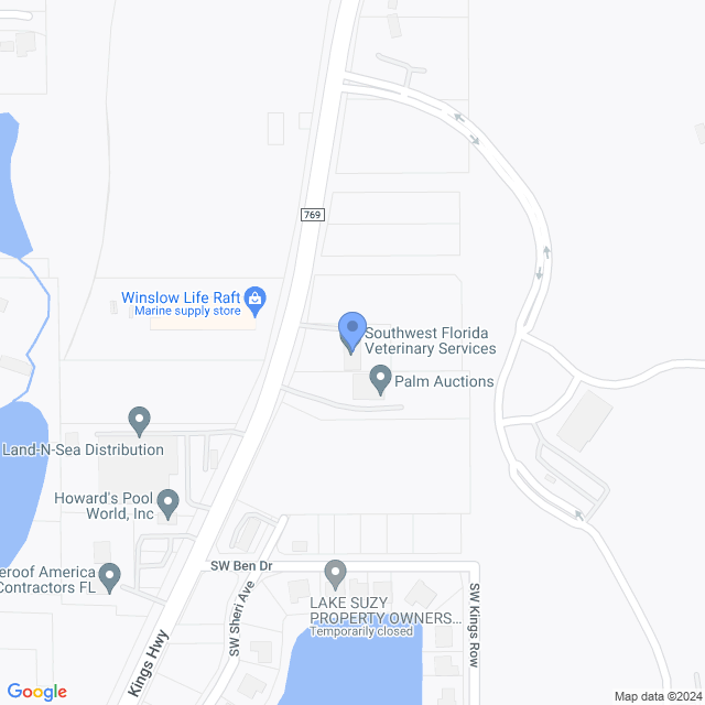 Map of veterinarians in Lake Suzy, FL