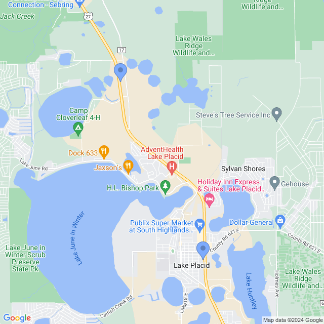Map of veterinarians in Lake Placid, FL