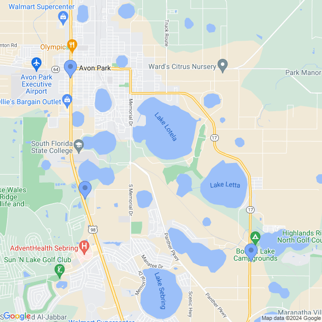 Map of veterinarians in Avon Park, FL